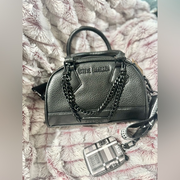 NEW! STEVE MADDEN black bailor satchel crossbody bag - Picture 5 of 7